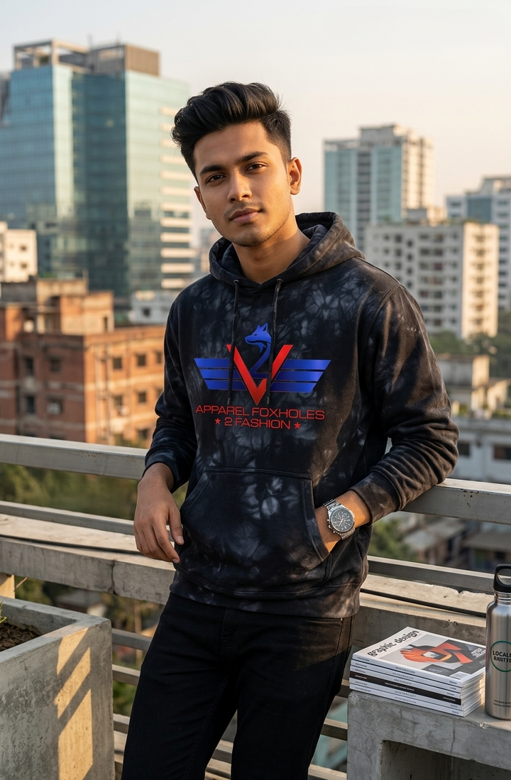 Tie Dye Black Hoodie